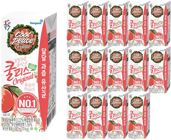 소와나무 쿨피스 복숭아, 190ml, 15개
