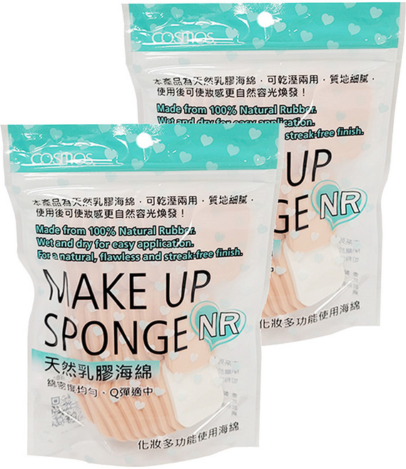 台灣 COSMOS NO.4 專業海綿 方形 30入, 膚色, 2包
