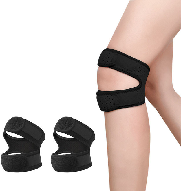 헨센 슬개골 이중압박 무릎보호대, 2개, 블랙