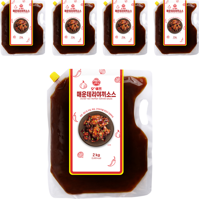 오뚜기 오쉐프 매운데리야끼 소스, 2kg, 5개