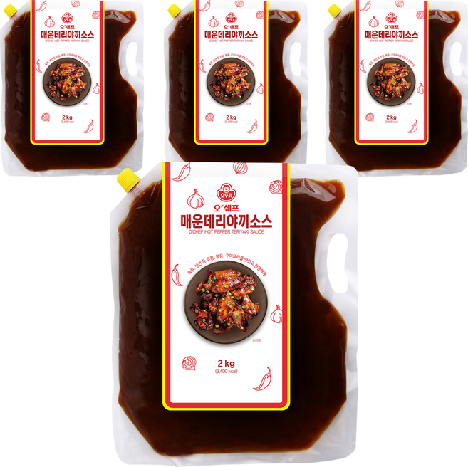 오뚜기 오쉐프 매운데리야끼 소스, 2kg, 4개