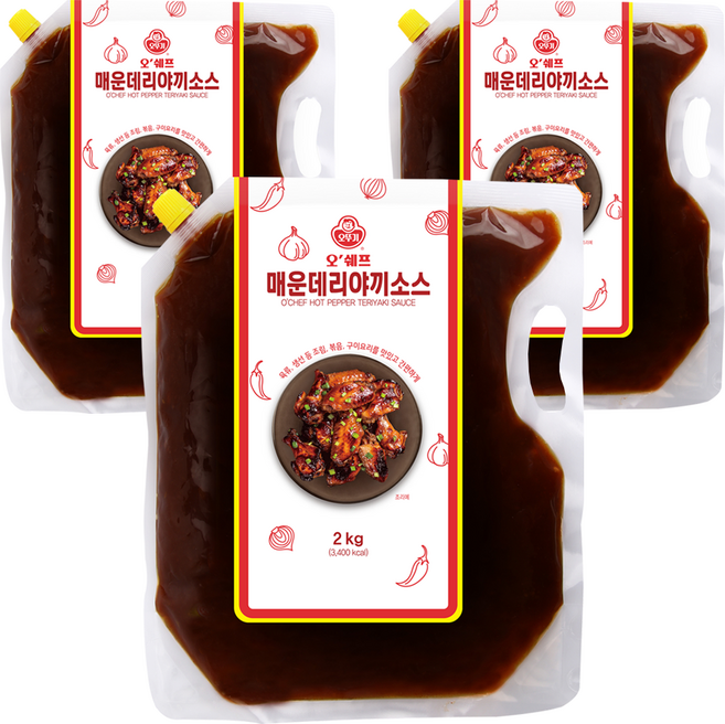 오뚜기 오쉐프 매운데리야끼 소스, 2kg, 3개
