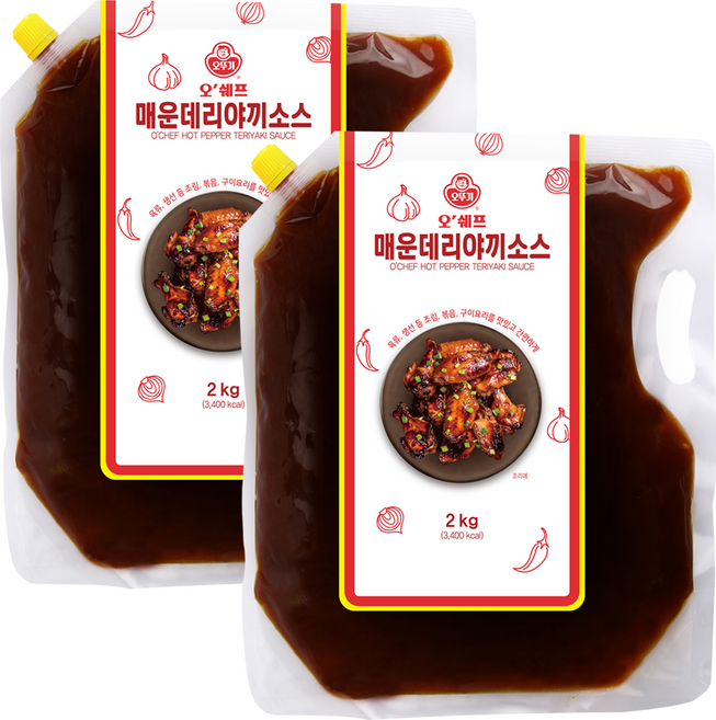 오뚜기 오쉐프 매운데리야끼 소스, 2kg, 2박스