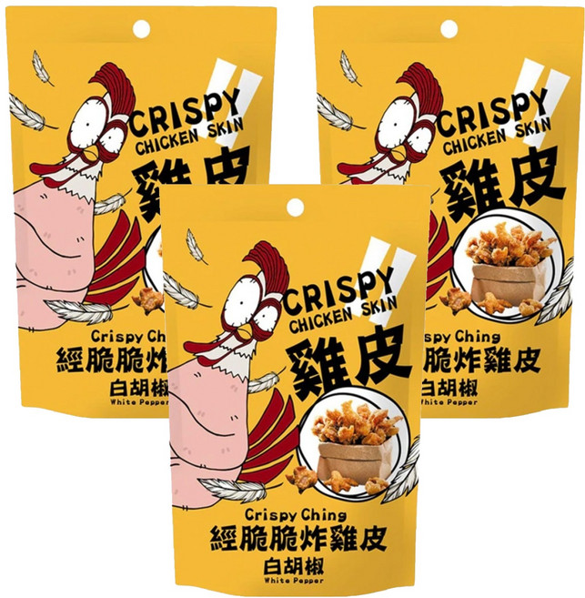 Crispy Ching 經脆脆 炸雞皮 白胡椒, 30g, 3包