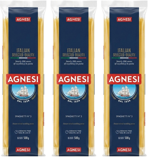 AGNESI 義大利麵直麵 NO.3, 500g, 3包