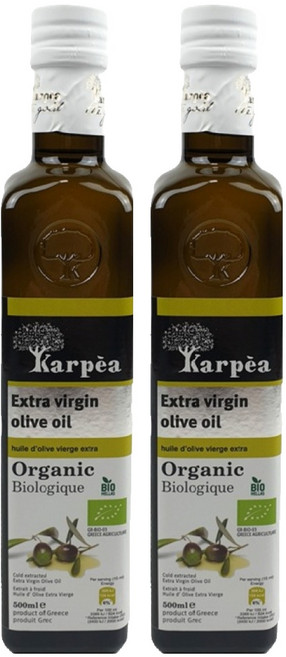 가르페아 유기농 엑스트라버진 냉압착 올리브오일, 500ml, 2개