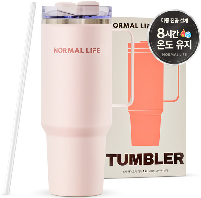 노멀라이프 템퍼락 대용량 스텐 텀블러, 핑크, 1.2L, 1개