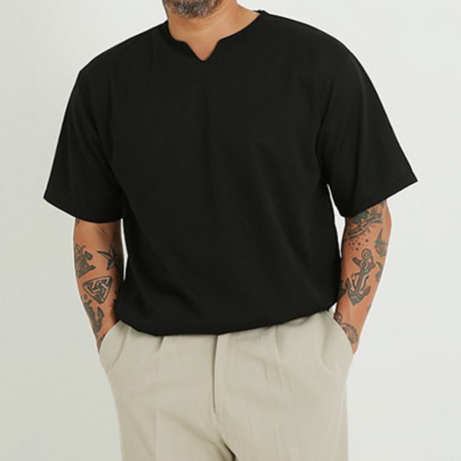 파이브라지 남성용 빅사이즈 오버핏 모던트임 베이직 심플 반팔 티셔츠