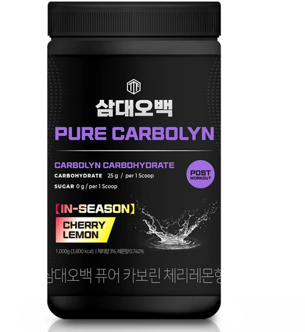 삼대오백 퓨어 인시즌 카보린 순수 탄수화물 체리레몬향, 1kg, 1개 - 쿠팡