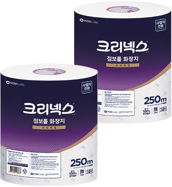 크리넥스 2겹 프리미엄 점보롤, 250m, 2개, 3롤