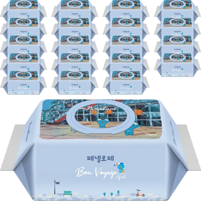 페넬로페 본보야지 퐁피두 아기물티슈 캡형, 75g, 70매, 20개