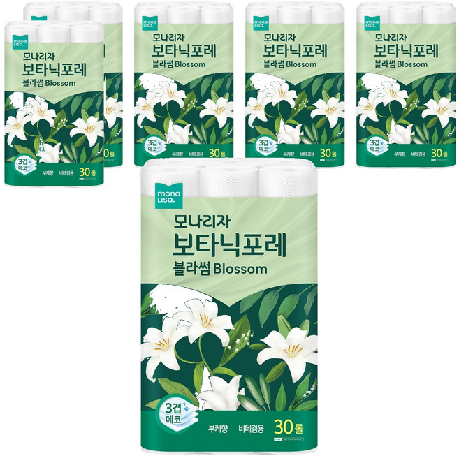 모나리자 보타닉포레 블라썸 3겹 고급롤화장지, 27m, 30롤, 6개