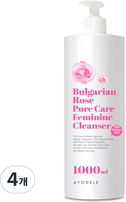 아요델 불가리안로즈 퓨어케어 여성청결제, 1L, 4개