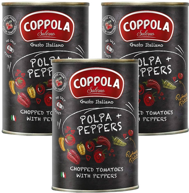 COPPOLA 柯波拉 天然無鹽 甜椒切丁番茄基底醬, 400g, 3罐