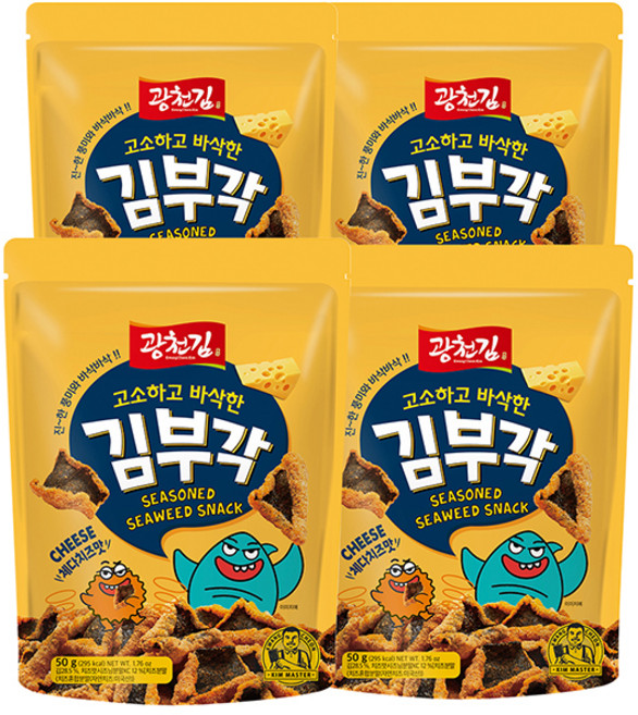 광천김 고소하고 바삭한 김부각 체다치즈맛, 50g, 4개