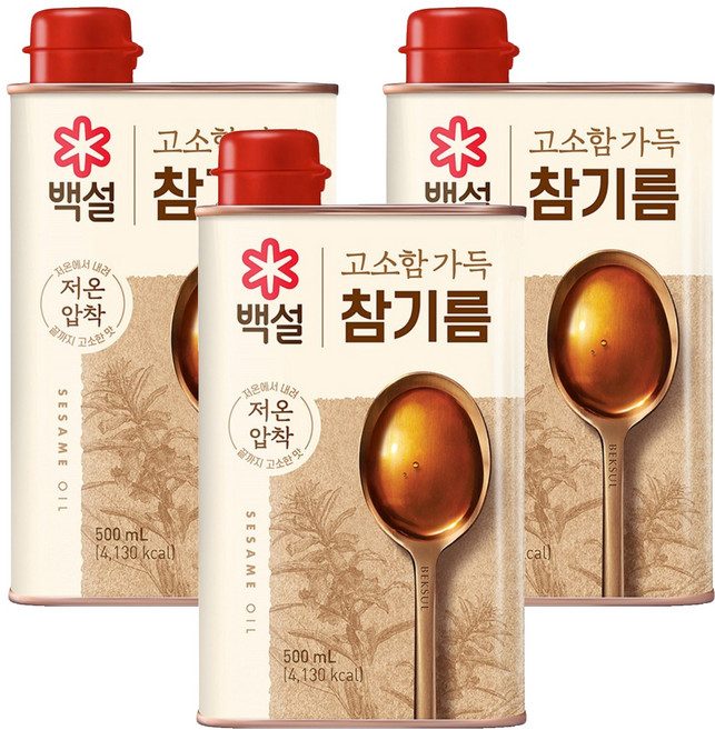 백설 고소함가득 참기름, 500ml, 3개