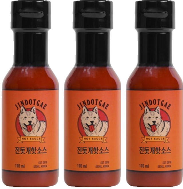 진돗개 핫소스, 190ml, 3개