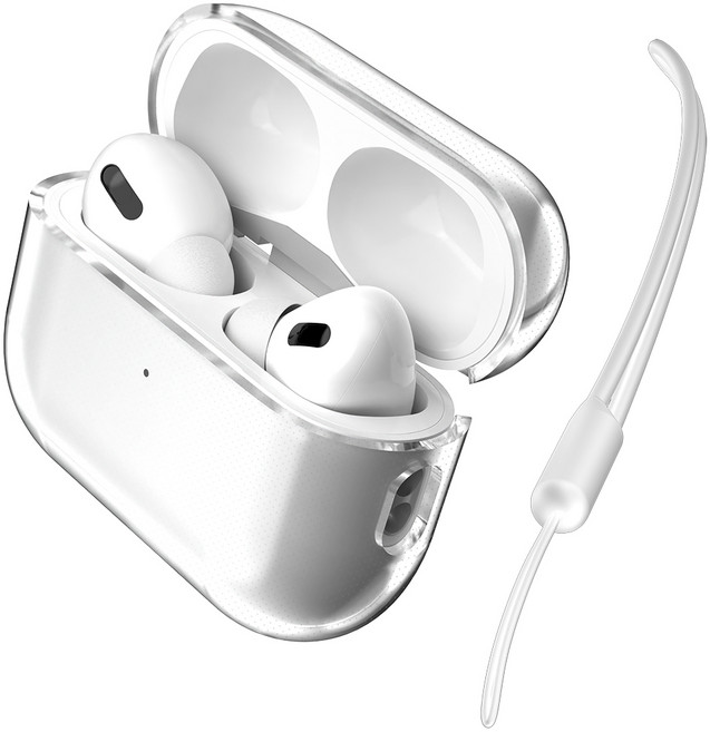 구스페리 하이브리드 클리어 젤리 케이스 + 스트랩, 에어팟 프로 2, 투명, 1개