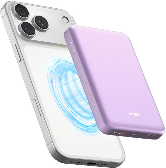 아트뮤 Qi2 15W 맥세이프 슬림 고속 보조배터리 10000mAh C타입, QB210, 퍼플