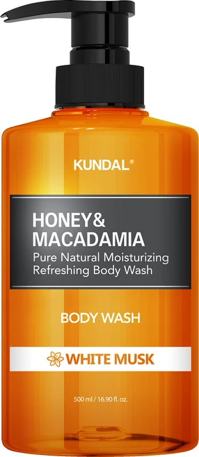 KUNDAL 昆黛爾 蜂蜜澳洲堅果保濕沐浴露 White Musk, 500ml, 1瓶