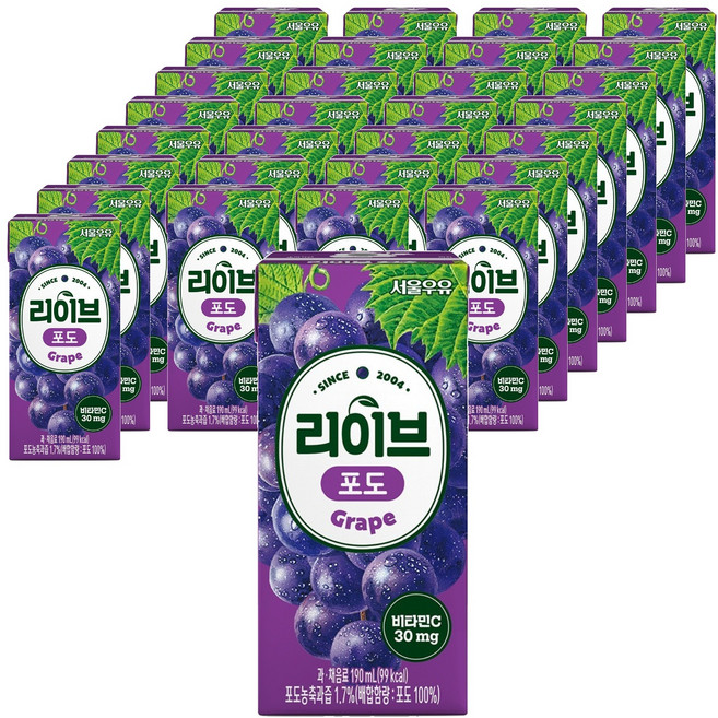 서울우유 리이브포도, 190ml, 96개
