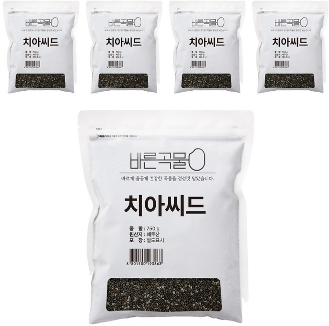 바른곡물 치아씨드, 750g, 5개