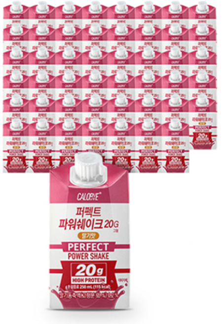 칼로바이 퍼펙트 파워쉐이크 20G 마시는 프로틴 음료 딸기맛, 48개, 250ml