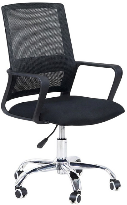 辦公椅 帶輪可調扶手 BH054, 黑色