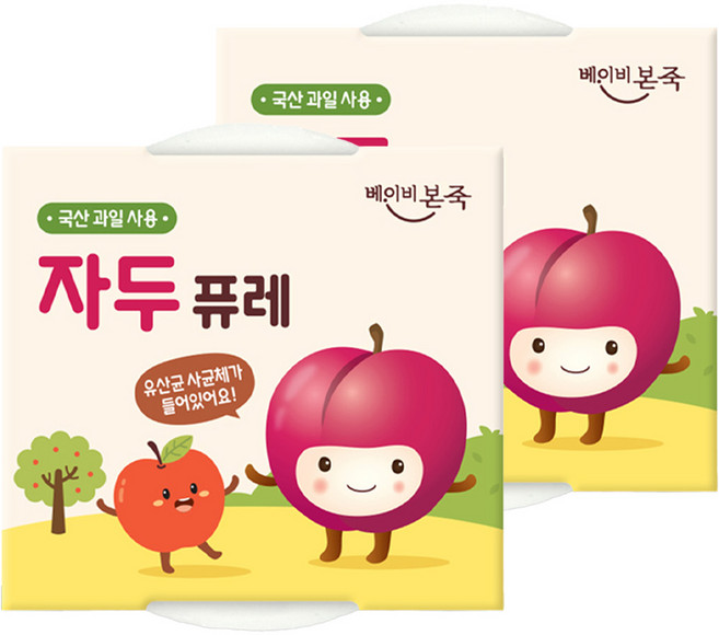 베이비본죽 과일퓨레 2p, 2개, 200g, 자두