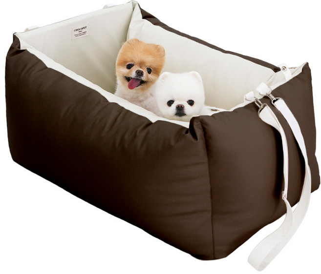 초코펫하우스 강아지 차량용 로얄 사각 카시트, 브라운, 1개