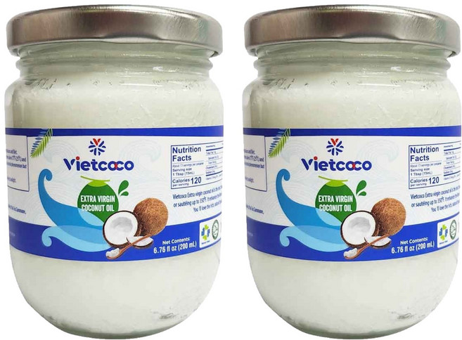 vietcoco 未精製冷壓特級初榨椰子油, 200ml, 2個