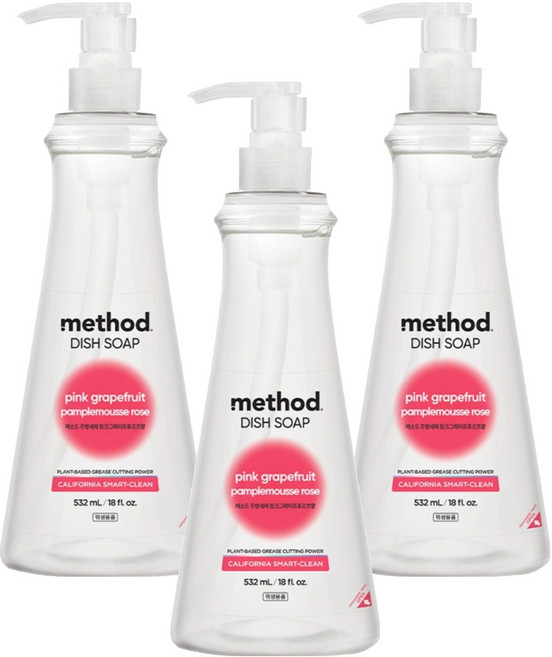 메소드 주방세제 핑크그레이프후르트향, 532ml, 3개