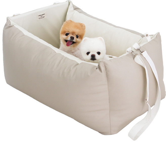 초코펫하우스 강아지 차량용 로얄 사각 카시트, 베이지, 1개