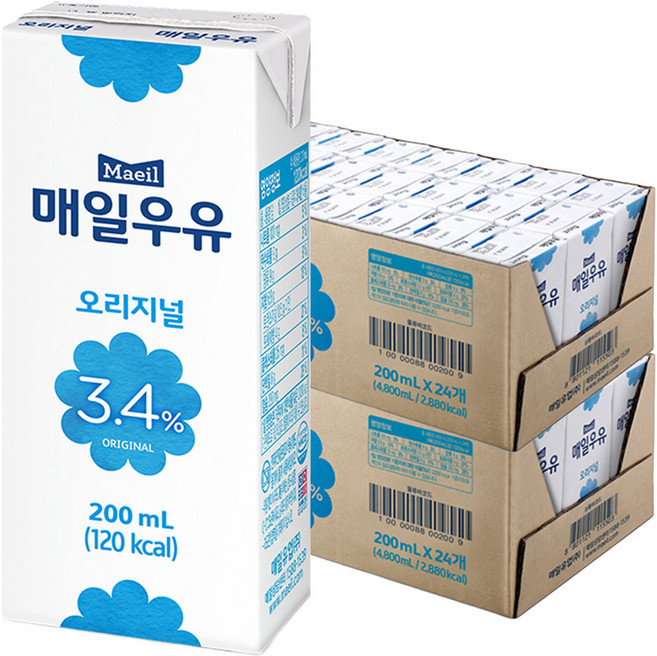 매일우유 오리지널, 200ml, 48개