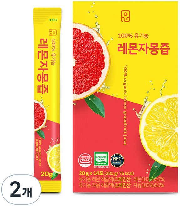 윤고집 유기농 레몬자몽즙 14p, 280g, 2개