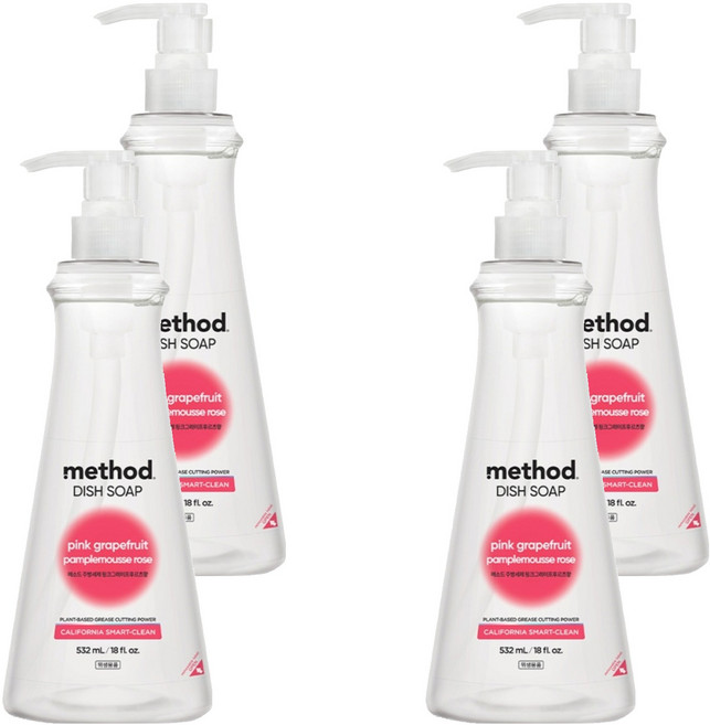 메소드 주방세제 핑크그레이프후르트향, 532ml, 4개