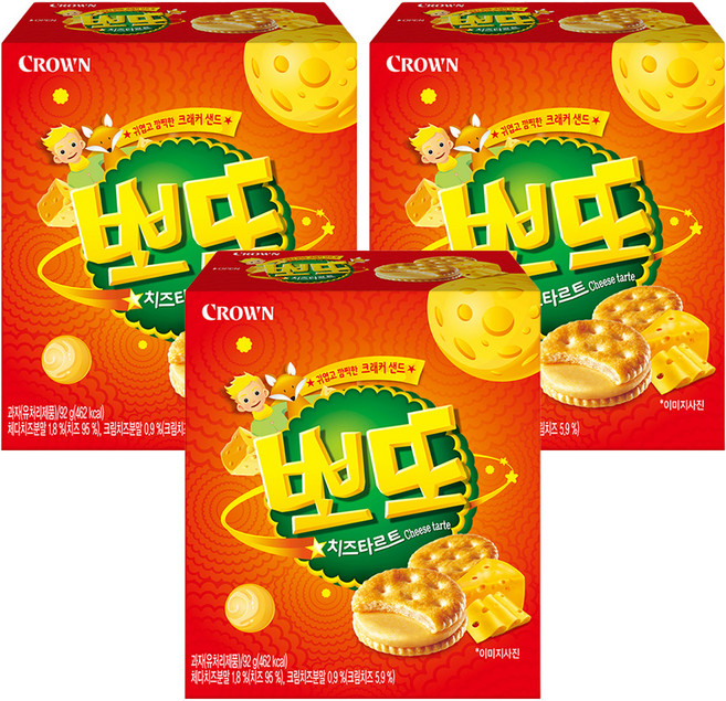 크라운 뽀또 치즈타르트, 92g, 3개