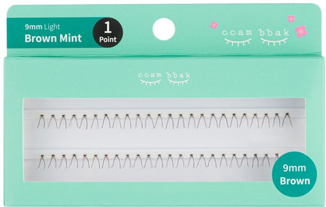 깜빡 인조 가닥속눈썹 패키지버전 9mm 1기둥, 브라운, 1개