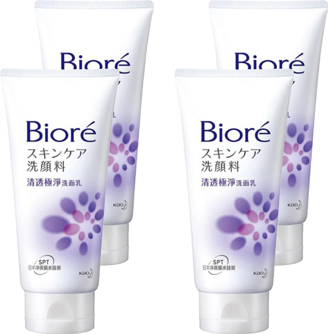 Biore 蜜妮 台灣公司貨 清透極淨洗面乳, 100g, 4條