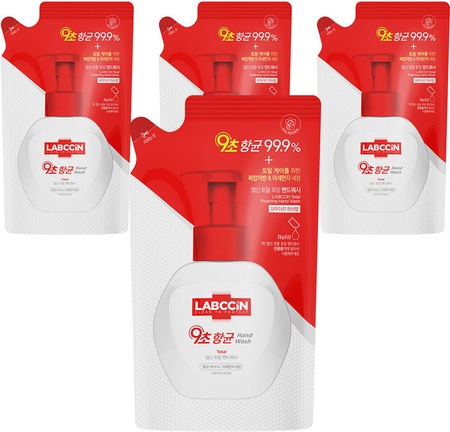 랩신 토탈 핸드워시 리필 파우더리허브향, 200ml, 4개