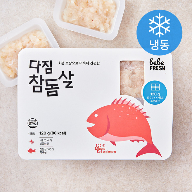베베프레시 다짐 참돔살 4개입 (냉동), 1개, 120g