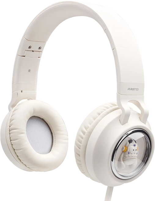 RASTO 頭戴式兒童耳機 120cm 1個, RS56, Q萌公仔 白色