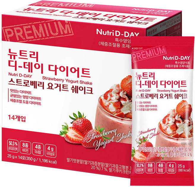 Nutri D-DAY 優格美體奶昔粉 草莓口味, 1盒, 350g