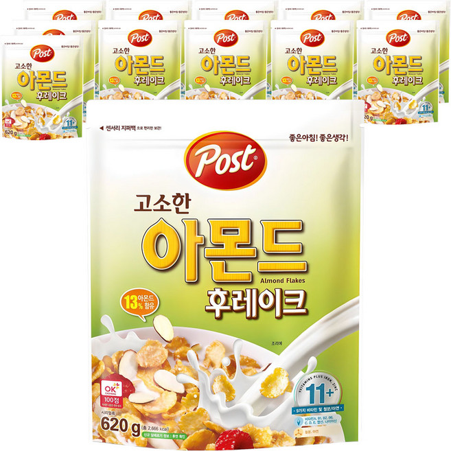 포스트 고소한 아몬드 후레이크 시리얼, 620g, 12개