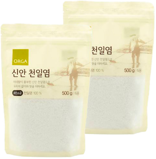올가홀푸드 숨쉬는 갯벌 신안 천일염, 500g, 2개