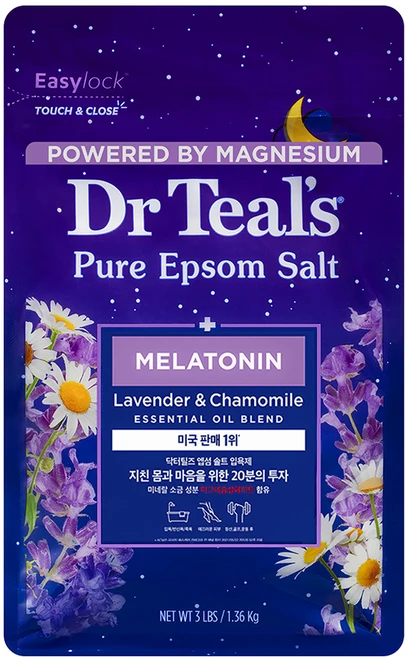 닥터틸즈 퓨어 엡섬 솔트 멜라토닌 에센셜 오일 블렌드 입욕제, 1개, 1.36kg - 쿠팡