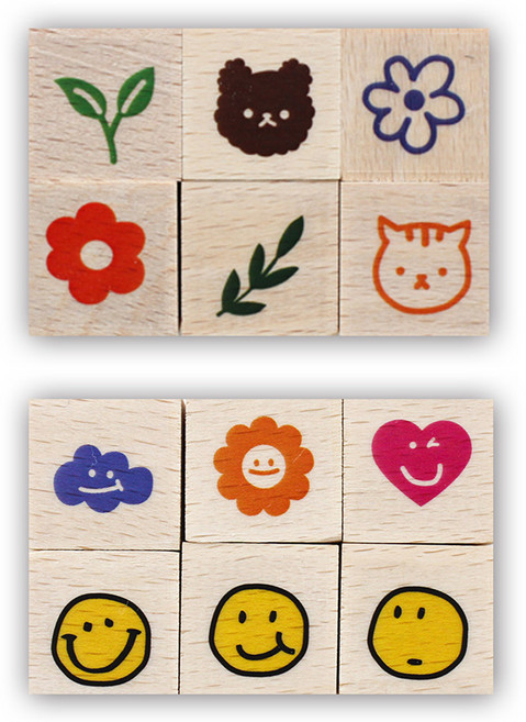 더솜씨 동물 다꾸 우드스 탬프 2종 세트, 혼합색상, 1세트