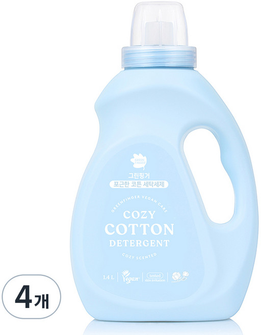그린핑거 포근한 코튼 세탁세제 본품, 1.4L, 4개