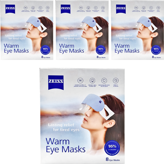 ZEISS 蔡司 蒸氣眼罩 40度恆溫 親膚透氣, 8個裝, 4盒