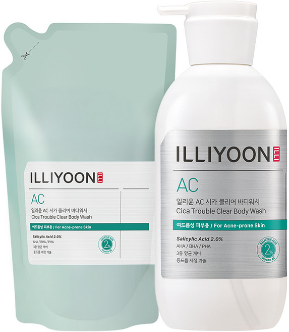 일리윤 AC 시카 클리어 바디워시 시트러스민트향 400ml + 리필 400ml, 1개
